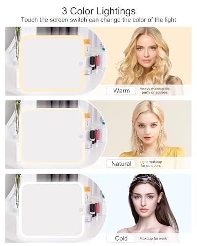 Espejo para maquillaje rectangular Relavel con luces LED miniatura 3