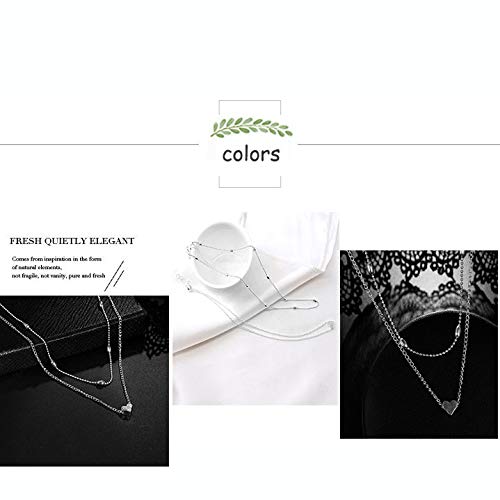 Aluinn Love Heart Layered Choker Necklace Silver Simple Beads Pendant Necklace Simple Chain For Women And Teen Girls #TOP4