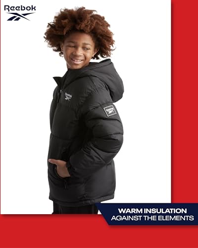 Reebok Boys Puffer Jacket - Heavyweight Water & Wind Resistant Quilted Boys Winter Coat - Fleece Insulated Kids Winter Jacket3