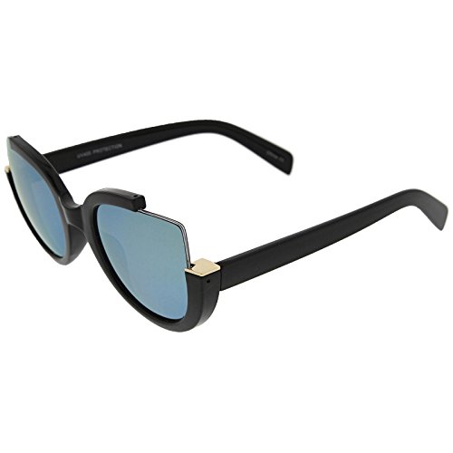 zeroUV Women's Semi-Rimless Teardrop Colored Mirror Lens Oversize Sunglasses 53mm3