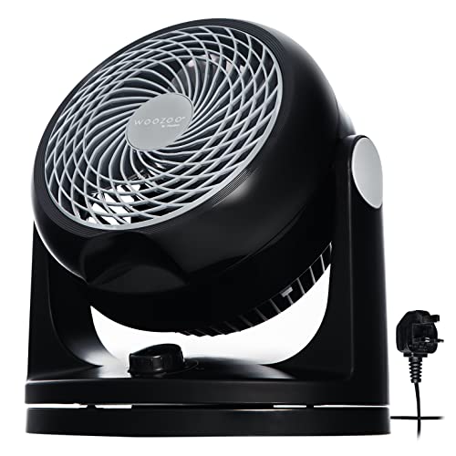 Iris Ohyama Woozoo Ventilateur de Table, 23㎡, Ventilateur de Bureau, Noir, 3 Vitesses, Silencieux, Portable, Idéal pour Chambre, Salon, Cuisine, Refroidisseur d'air, Puissant, PCF-HD18
