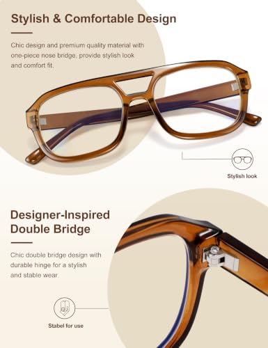 Image of Madison Avenue Retro Aviator Blue Light Glasses for Women Men