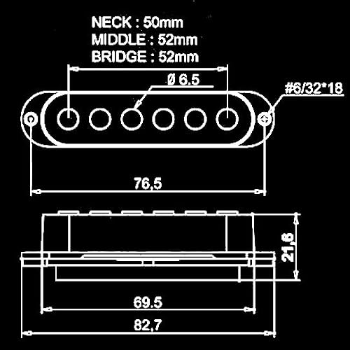 Artec Sound Strat Single Coil Alnico V Pickups Large Pole Pieces Low Output Neck Middle Bridge (Black Neck) #TOP6