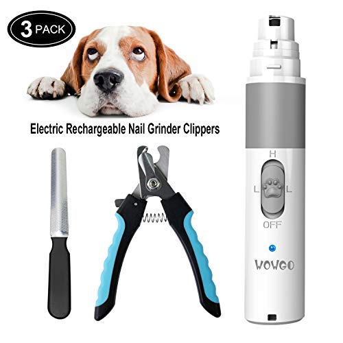 WOWGO Dog Nail Grinder Upgraded Rechargeable Pet Nail Grinder with USB Charging & Nail File Dog Nail Trimmer for Small Medium Large Dogs Cats Pets