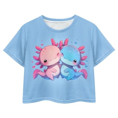 Image of Girl Crop Top Shirts for Summer Cute T Shirts Short Sleeve Tees for Kids 5-16