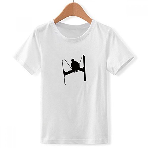 T-Shirt Ski Noir Silhouette Coupe Ample XXXL pour Grand Garçon