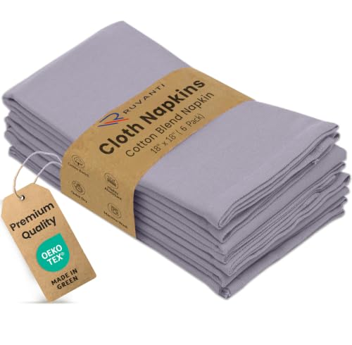 Image of Ruvanti Cloth Napkins Set of 6, Cotton Enrich 18 inchx18 inch - Coffee Grey
