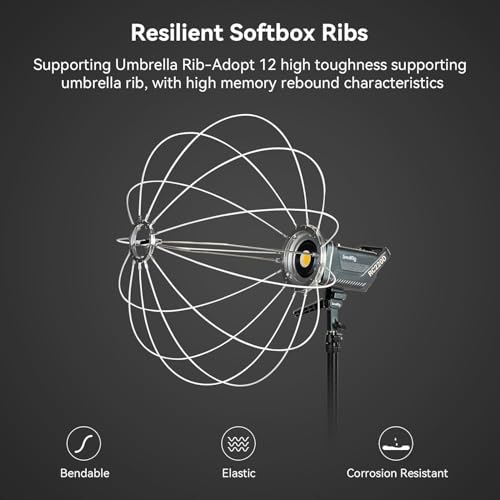 SMALLRIG RA-L65 Linterna Softbox, 26in/65cm Modificador de Luz con Puertas de Granero de Tela para Video Light 120B, 120D, 220B, 220D, Compatible con Aputure Luz 600d Godox SL60W, NS65L - 3754 - imagen 7