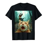 Cat Selfie with T-Rex Dinosaur Trex Dino Men Women Kids T-Shirt