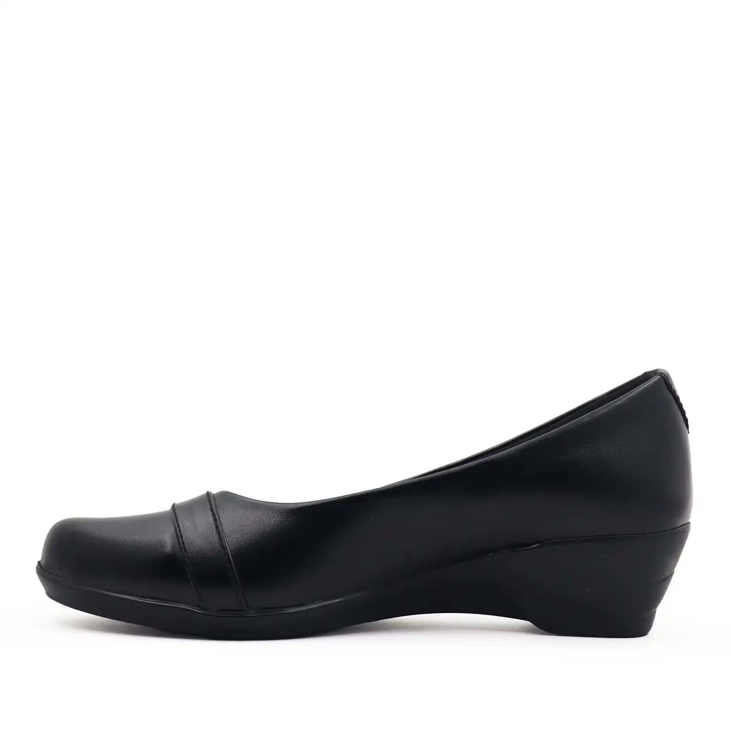 Women's Comfort Wedge Heel Shoes, Black and White, Synthetic, for Office Work Travel, Cushioned Footbed, Wedge Heel, Slip-On, Round Toe-image-18