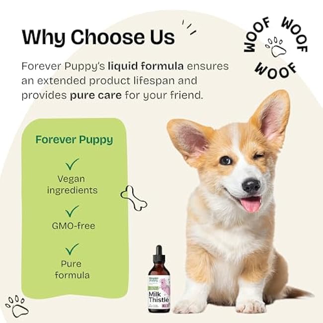 Forever Puppy Milk Thistle for Dogs - Liver Supplements for Dogs w/Milk Thistle Liquid Extract - Herbal Liver Support Drops for Large Medium Small Breed - Silymarin Vitamins and Supplements - 4 oz-VX4hLx02