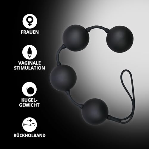 You2Toys Velvet Black Balls 4er Kugeln - softe Liebeskugeln für sie, Loveballs für effektives Training der Vaginalmuskulatur und des Beckenbodens, Lustkugeln mit Rückholschlaufe, schwarz | 1er Pack