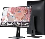 KEY TO COMBAT 27 インチ ゲーミングモニター (240Hz/FHD 1080P/1ms/Fast IPS/4000:1コントラスト比/HDR10/sRGB131%色域ボリューム) Adaptive Sync対応) 目に優しい設計 HDMI2.0×2+DP1.4×1搭載 チルト・昇降可能で簡単設置 VESA対応 3年保証 H27F7