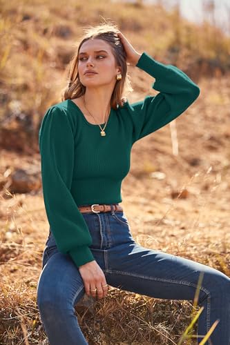 Image of MASCOMODA Womens Puff Long Sleeve Ribbed Sweater Bodysuits