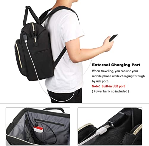 Ytonet 15 Laptop Backpack For Women, Anti-Theft Business Travel Backpack With Usb Charging Port, Water Resistant Slim College School Computer Bag For Girls Boys Men, Black #TOP4