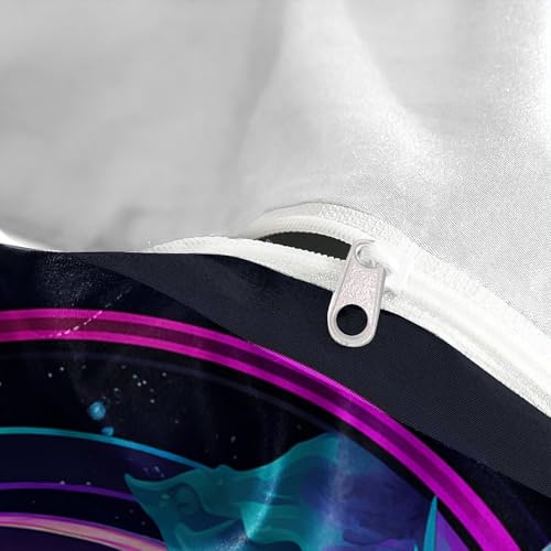 Housse de couette dauphin 3D drap cyberpunk avec 2 taies pour lit single - 8