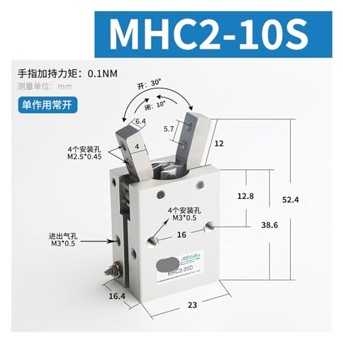 Cylindre MHC2-10S pince à air de type angle pour automatisation étroite
