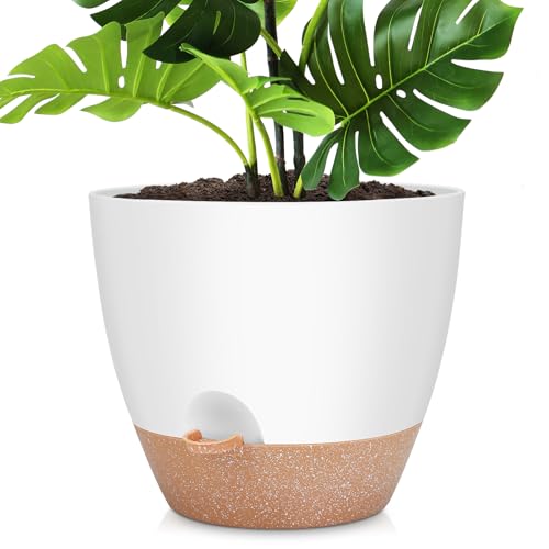 YNNICO 12 Inch Large Self Watering Plant Pot Set, Flower Pot...