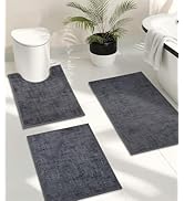 YIHOUSE Bathroom Rugs Sets 3 Piece Gray, Non Slip Bath Mat Set of 3 Quick Dry, Absorbent Washable...