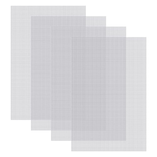 ccHuDE 4 peças, folhas de lona transparente, crochê, artesanato, ponto cruz, bordado, lona, fio de malha, tela de malha de plástico pequena para artesanato