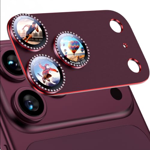 Uyiton for iPhone 18 Pro Camera Lens Protector, Diamond Burgundy