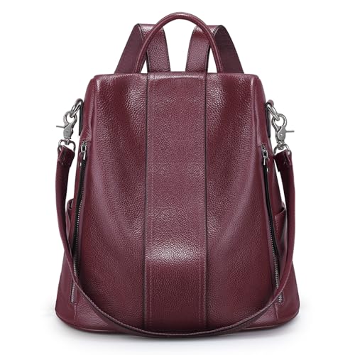 S-ZONE Leather Backpack Purses for Women Antitheft Rucksack Shoulder Bag Medium