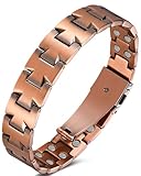 Jeracol Braccialetti da uomo in rame 99% Soild, braccialetto in rame con magneti, dimensioni regolabili e confezione regalo per gioielli, 22 cm