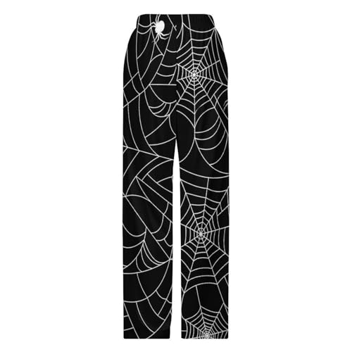 Halloween Spider Web Black Women Pajama Pants Soft Drawstring Casual Pajama Pants Lounge with Pocket Pj Bottoms Pants2