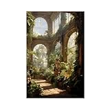 BAKHFTR Wanddekoration auf Leinwand, Motiv: Barock, botanische Renaissance, Schlafzimmer, Dekoration, Landschaft, Büro, Raumdekoration, Geschenk, 60 x 90 cm