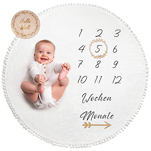 Baby Meilensteindecke Für Mädchen - Weiche Flanell-Decke Mit Süßen Rosenmotiven