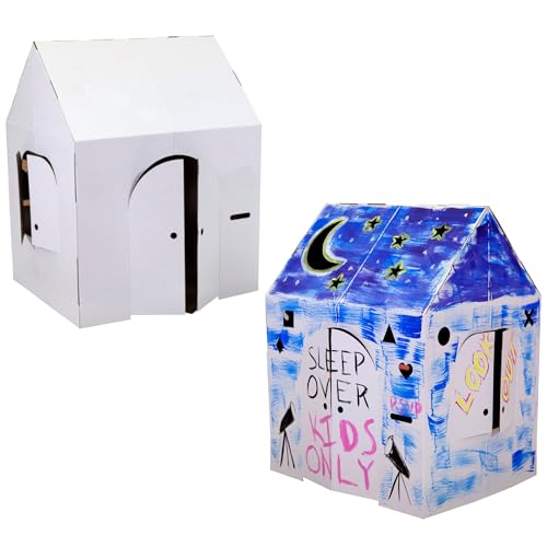 Easy Playhouse Blank Crafty Cottage - Kids Art and Craft for Indoor Fun, Color, Draw, Doodle on this Blank Canvas – Decorate and Personalize a Cardboard Fort, 32" x 26.5" x 40.5" - Made in USA, Age 3+ by Easy Playhouse - Image 7