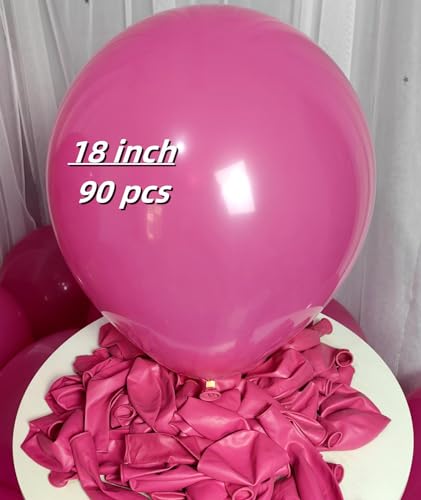 Image of 90 Pack Hot Pink Balloons 18 inch Hot Pink Latex Party big Balloon Bulk for Various Party Events Decorations