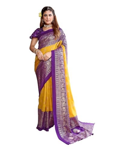 Image of Yashika Women's Banarasi Kanjivaram Art Silk Saree|Sarees for Women Ethnic Wear