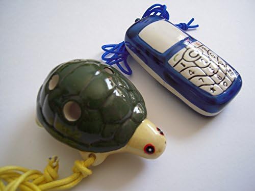 Blue Cellphone 4 Holes Novelty Pendant Ceramic Ocarina - Great Gift, Dexterous, Easy to Carry and Learn. Linn's Arts!