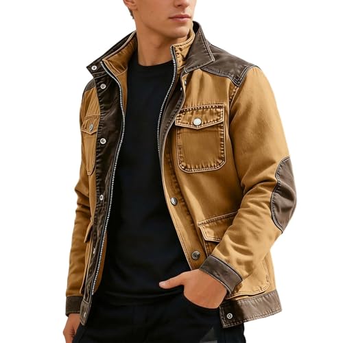 Veste d'extérieur pour moto en denim doublé avec plusieurs poches