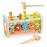 Wooden Hammering Pounding Toy for Toddlers Age 3+, Montessori Early Learning Development Toy with Po