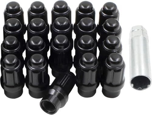 Image of Wheel Accessories Parts 20 Pcs 1 /2 inch Thread ET Bulge Acorn (Extra Thread for Spacers) 1.57 inch Long Spline Lug Nut Chrome Spline Fits Ford Mustang 1965 to 2014 and Many Vintage Dodge Chevy Ford Vehicles