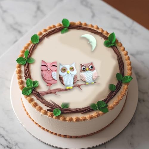 Silicone Owl Silicone Molds for Crafting, 3 Piece Set, Multiple Designs With Branch Pattern Fondant Molds for Cake Decorating Candy Chocolate Gum Paste Polymer Clay