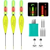 QualyQualy Lighted Slip Bobbers Fishing Floats LED Bobber w/Charger 3pcs Color Change Glow Bobber for Crappie Walleyes Fishing