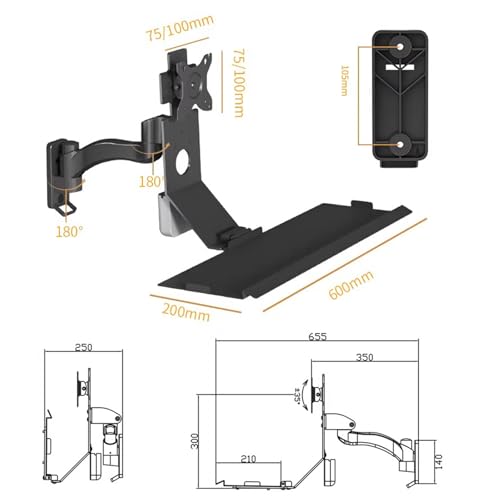 Support mural pour moniteur et clavier de bureau assis-debout
