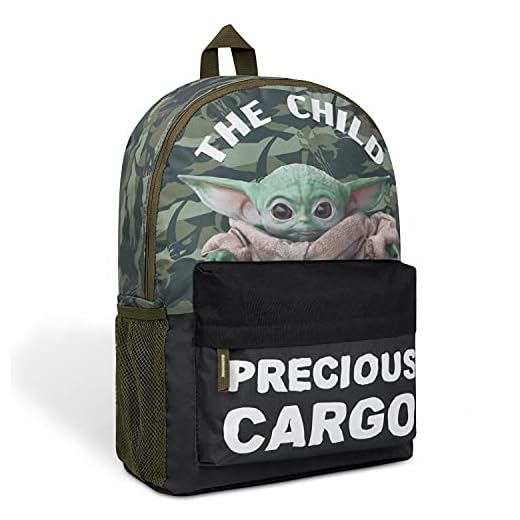 Disney Mochila escolar The Mandalorian con Baby Yoda - Mochila Infantil para Escuela, Viajes y Deportes, Regalos de Star Wars (Verde Camuflaje)