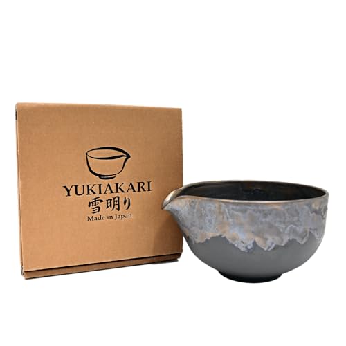 Urban Tokyo Yukiakari Katakuchi Matcha Bowl with Pouring Spout, Handmade Minoyaki Ceramic, Japanese...