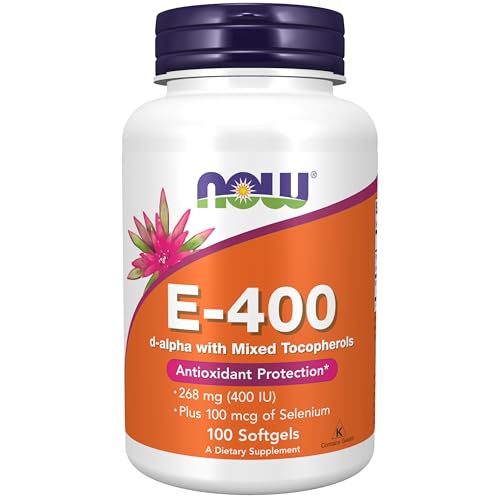 Now Foods Vitamin E-400 IU with Mixed Tocopherols Plus 100 mcg Selenium | d-Alpha Tocopherol for Antioxidant Protection & Cellular Health & Immune Support | 100 Softgels
