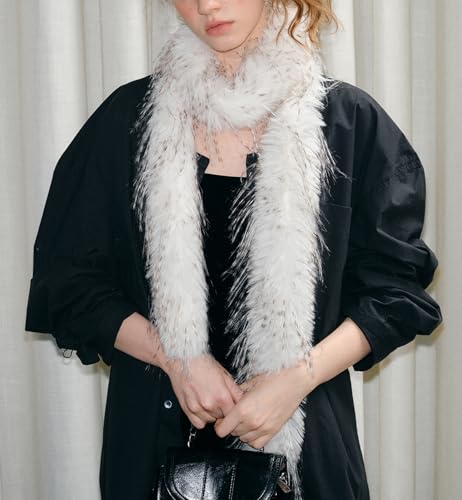 Faux Fur Scarf for Women/Ladies/Teen Girls, Fall Winter Fashion Neck Shrug Slim Long Scarf Y2K Accessories3