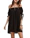 SheIn Women's Off The Shoulder Tie Cuff Shift Dress Medium Black