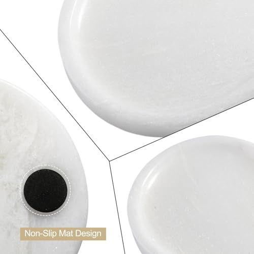 Image of Koville African Natural White Marble Decorative Tray, 10 inch x 5 inch Marble Vanity Tray for Bathroom Countertop Organizer Stone Trays, Catchall Tray for Perfume, Candles, Jewelry (Namib Bianco White)