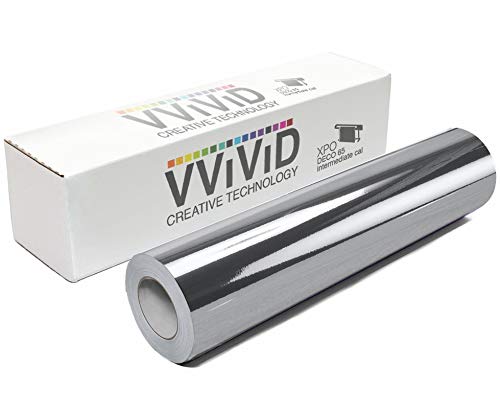 VViViD Chrome Silver Gloss DECO65 Permanent Adhesive Craft Vinyl for Cricut, Silhouette & Cameo (7ft x 11.8  Roll)
