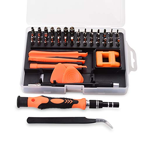Precision Screwdriver Set, 52-1 Repair Kit with Magnetizer/Demagnetize, Top Super Hard Steel, with Case/Tweezer/Flexible Extension/Pry Tools, for Mobile Laptop Camera Electronics, by Lambery