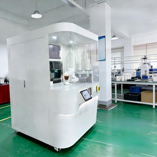 6 Axis Robot Coffee Kiosk - IoT Connected Robotic Barista with Fleet Management Software for Franchise Operations, Commercial Coffee Robot with Centralized Recipe Control
