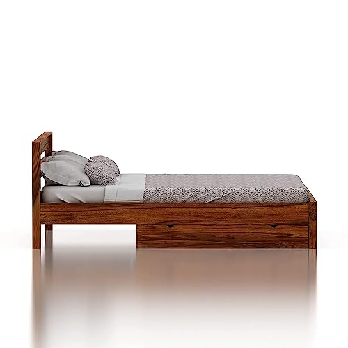 Image of Solid Wood Sheesham Regular Bed with 2 Drawer Storage for Living Room & Bedroom (72x60 Queen Size Mattress Compatible Bed)